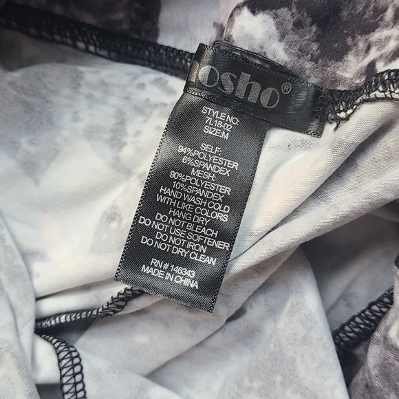 BLACK/GREY/PINK FLORAL MID-RISE LEGGING W/ STRAPPY MESH PANELS #7L18-02 - Picture 12 of 13